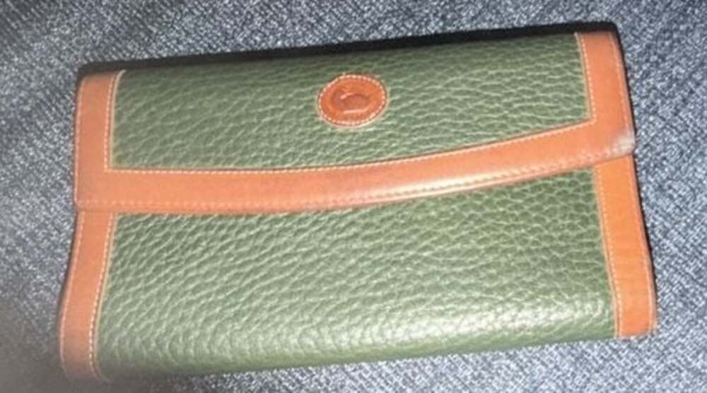 Vintage Dooney & Bourke All-Weather Leather Wallet in Hunter Green and British T